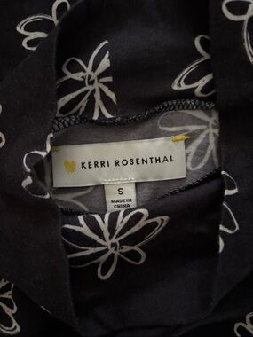 Kerri Rosenthal Black Floral Long Sleeve Mock turtle